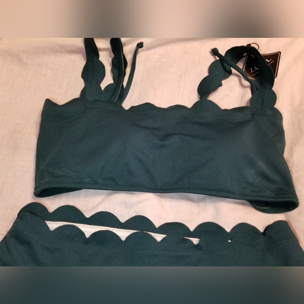 Nwt scallop edge bikini tie back adjustable size 8 - Picture 5 of 13